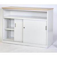 TRUSCO CVAカウンター W1200中棚付ハイカウンター(天板カラー:ナチュラル(木目調)) CVA-12HST-NA 1台（直送品）