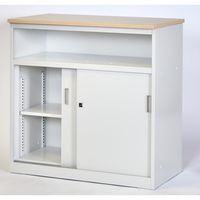 トラスコ中山 TRUSCO CVAカウンター W900中棚付ハイカウンター(天板カラー:ナチュラル(木目調)) CVA-9HST-NA 1台（直送品）