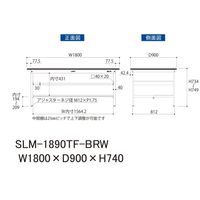実験用作業台/耐荷重150kg 固定式H740mm 中間棚付き+足元半面棚付き 指紋レスメラミン天板 ワークテーブルLABシリーズ SLMー（直送品）