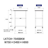 実験用/軽量作業用/天板付きラボワゴン 耐荷重50kg キャスター付きH950mm 棚板2段 耐薬品ケミテクト天板 ワークテーブルLABシリ（直送品）