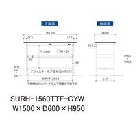 軽量作業台/耐荷重150kg 固定式H950mm 中間棚付き+足元全面棚付き RoHS2指令対応塩ビシート天板 ワークテーブル150シリーズ（直送品）