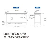 軽量作業台/耐荷重150kg 固定式H950mm 引き出し付き RoHS2指令対応塩ビシート天板 ワークテーブル150シリーズ SURHー1（直送品）