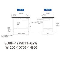 軽量作業台/耐荷重150kg 固定式H950mm 引き出し+全面棚付き RoHS2指令対応塩ビシート天板 ワークテーブル150シリーズ SU（直送品）