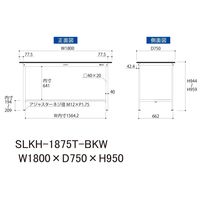 実験用作業台/耐荷重150kg 固定式H950mm 半面棚付き 耐薬品ケミテクト天板 ワークテーブルLABシリーズ SLKHー1875TーB（直送品）