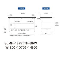 実験用作業台/耐荷重150kg 固定式H950mm 中間棚付き+足元全面棚付き 指紋レスメラミン天板 ワークテーブルLABシリーズ SLMH（直送品）