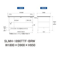 実験用作業台/耐荷重150kg 固定式H950mm 中間棚付き+足元全面棚付き 指紋レスメラミン天板 ワークテーブルLABシリーズ SLMH（直送品）