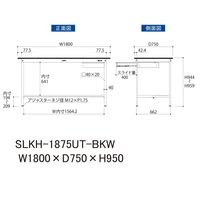 実験用作業台/耐荷重150kg 固定式H950mm 引き出し+足元半面棚付き 耐薬品ケミテクト天板 ワークテーブルLABシリーズ SLKHー（直送品）