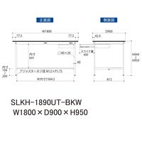 実験用作業台/耐荷重150kg 固定式H950mm 引き出し+足元半面棚付き 耐薬品ケミテクト天板 ワークテーブルLABシリーズ SLKHー（直送品）