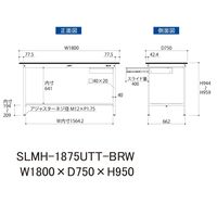 実験用作業台/耐荷重150kg 固定式H950mm 引き出し+足元全面棚付き 指紋レスメラミン天板 ワークテーブルLABシリーズ SLMHー（直送品）