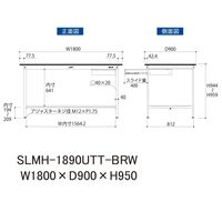 実験用作業台/耐荷重150kg 固定式H950mm 引き出し+足元全面棚付き 指紋レスメラミン天板 ワークテーブルLABシリーズ SLMHー（直送品）