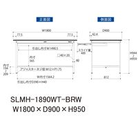 実験用作業台/耐荷重150kg 固定式H950mm ワイド引き出し+足元半面棚付き 指紋レスメラミン天板 ワークテーブルLABシリーズ SL（直送品）