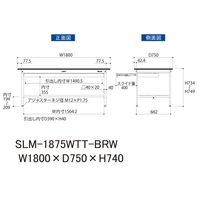 実験用作業台/耐荷重150kg 固定式H740mm ワイド引き出し+足元全面棚付き 指紋レスメラミン天板 ワークテーブルLABシリーズ SL（直送品）