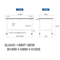 実験用作業台/耐荷重128kg キャスター付きH1035mm 半面棚付き 耐薬品ケミテクト天板 ワークテーブルLABシリーズ SLKHCー1（直送品）