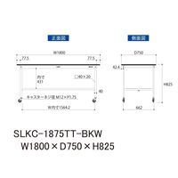 実験用作業台/耐荷重128kg キャスター付きH825mm 全面棚付き 耐薬品ケミテクト天板 ワークテーブルLABシリーズ SLKCー187（直送品）