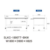 実験用作業台/耐荷重128kg キャスター付きH825mm 全面棚付き 耐薬品ケミテクト天板 ワークテーブルLABシリーズ SLKCー189（直送品）