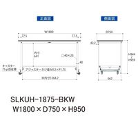 実験用作業台/耐荷重150kg ワンタッチキャスター付きH950mm 耐薬品ケミテクト天板 ワークテーブルLABシリーズ SLKUHー187（直送品）