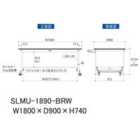 実験用作業台/耐荷重150kg ワンタッチキャスター付きH740mm 指紋レスメラミン天板 ワークテーブルLABシリーズ SLMUー1890（直送品）