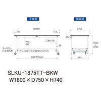 実験用作業台/耐荷重150kg ワンタッチキャスター付きH740mm 全面棚付き 耐薬品ケミテクト天板 ワークテーブルLABシリーズ SLK（直送品）