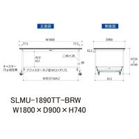 実験用作業台/耐荷重150kg ワンタッチキャスター付きH740mm 全面棚付き 指紋レスメラミン天板 ワークテーブルLABシリーズ SLM（直送品）