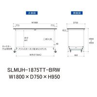 実験用作業台/耐荷重150kg ワンタッチキャスター付きH950mm 全面棚付き 指紋レスメラミン天板 ワークテーブルLABシリーズ SLM（直送品）