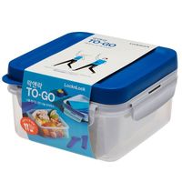 ランチボックス 保存容器 1.2L ブルー HPL979L-B To go ボックス 2 in 1 ロック&ロック スフォーク＆ナイフ付（直送品）