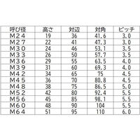 三笠・鋲螺 熱間六角ナット 鉄 生地 M30 3個入 1100100044875 1セット(3個入)（直送品）
