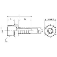 コクゴ KOKUGO ホースニップル(黄銅製) GHNー0212 303-0000094 1個 581-3894（直送品）