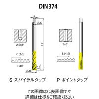 DIN 一般用ポイントタップ(ISO・メートル寸法・細目) 【PD4BM12X1.256H5】 PD4BM12X1.256H5（直送品）