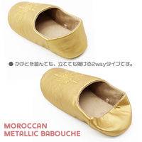【スリッパ】オクムラ モロッコ風刺繍バブーシュスリッパ L ゴールド（直送品）