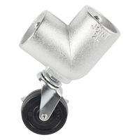 グリーンクロス 単管用ジョイント金具 Sタイプ 小キャスター付き エルボ型 S-14-2L-65-T 1個（直送品）