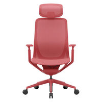 【車上渡し】アール・エフ・ヤマカワ アリア チェア 可動肘付 ヘッドレスト付 コーラルレッド 1脚（直送品）