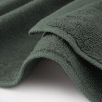 無印良品 ふっくらパイルハンドタオルループ付き ３４×３５ｃｍ グリーン 良品計画