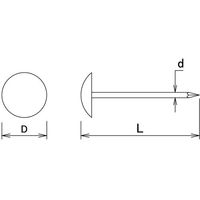 DAIDOHANT 上敷き鋲 ニッケル (径:d)1.5x(全長:L)23mm (頭径:D)11mm(約50本入) 10179692（直送品）