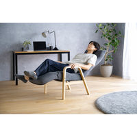 【軒先渡し】アイリスオーヤマ リクライニングウッドアームチェア ダークグレー 1台（直送品）