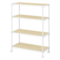 アイリスオーヤマ カラーメタルラック ウッドボード付き 幅750×奥行350×高さ1030mm ホワイト 1台（直送品）