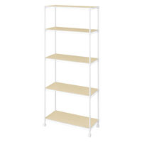 アイリスオーヤマ カラーメタルラック ウッドボード付き 幅750×奥行350×高さ1820mm ホワイト 1台（直送品）