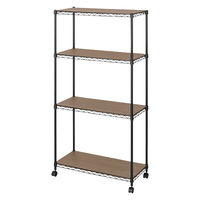 アイリスオーヤマ カラーメタルラック ウッドボード付き 幅750×奥行350×高さ1450mm ブラック 1台（直送品）