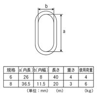 PC小判チェーンリール巻8mm規格 内長36.5×内幅11.5×長さ20m白20個 1100100016802 1箱(20個入)（直送品）