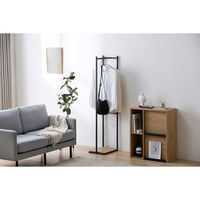 アイリスオーヤマ スリムハンガーラック 幅280×奥行377×高さ1431ｍｍ ナチュラル/ブラック 1台（直送品）