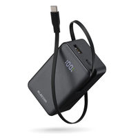 モバイルバッテリー 10000mAh 巻取り式ケーブル一体型 22.5W 残量表示 ブラック EC-C53LBK エレコム 1個（直送品）