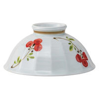 西海陶器 波佐見焼 なずな 面取軽量飯碗 中・赤 1箱(5個入) 74225（直送品）