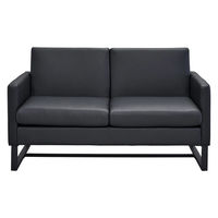 【車上渡し】アール・エフ・ヤマカワ スクエアソファIIレザー 2人掛 幅1340mm ブラック 1台（直送品）