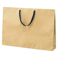 ストア・エキスプレス 【10枚】ショルダーバッグ ベージュ無地紙袋 紺ひも 60×10×42cm 36005-231 1セット(10枚)（直送品）