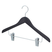 【10本】木製コーディネートハンガー ブラック(メープル) ボトム下型クリップ付 6535-18102 1セット(10本)（直送品）