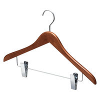 【10本】木製コーディネートハンガー ブラウン(メープル) ボトム下型クリップ付 6535-18216 1セット(10本)（直送品）