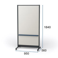 【組立設置込】プラス パーティションホワイトボード グレイッシュ ブラックフレーム ネイビートレイ 1台（直送品）