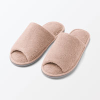 無印良品 洗える綿パイルスリッパ 前あき Ｍ ２２．５～２５ｃｍ用 ベージュ 良品計画