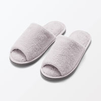 無印良品 洗える綿パイルスリッパ 前あき Ｌ ２５～２７．５ｃｍ用 グレー 良品計画