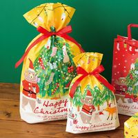 ヘッズ クリスマスベアラーリボン付PEギフトバッグ-M 100枚(20枚×5) XBR-RBM 1セット(100枚入)（直送品）