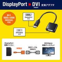サンワサプライ DisplayPort-DVI変換アダプタ AD-DPDV04 1個
